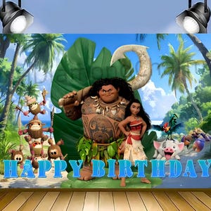 Disney Moana Photo Backdrop Baby Shower Boys and Girls Birthday Party Decoration Photography Backgrounds Kids Photographic Props