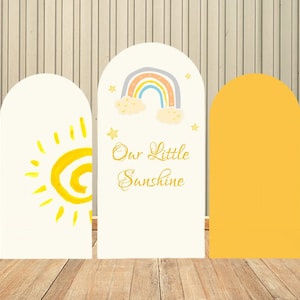 Nuestro pequeño fondo de arco de cumpleaños Sunshine, fondo de fotografía de baby shower para niños, suministros de decoración de fondo de fiesta de cumpleaños personalizados