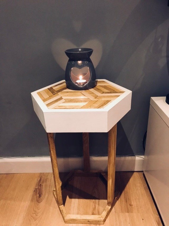 Geometric End Table Hand Made Solid Pine End Table Honeycomb Etsy