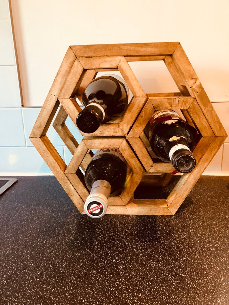 Solid wood wine rack and Hexagon Geometric bespoke occasion Etsy