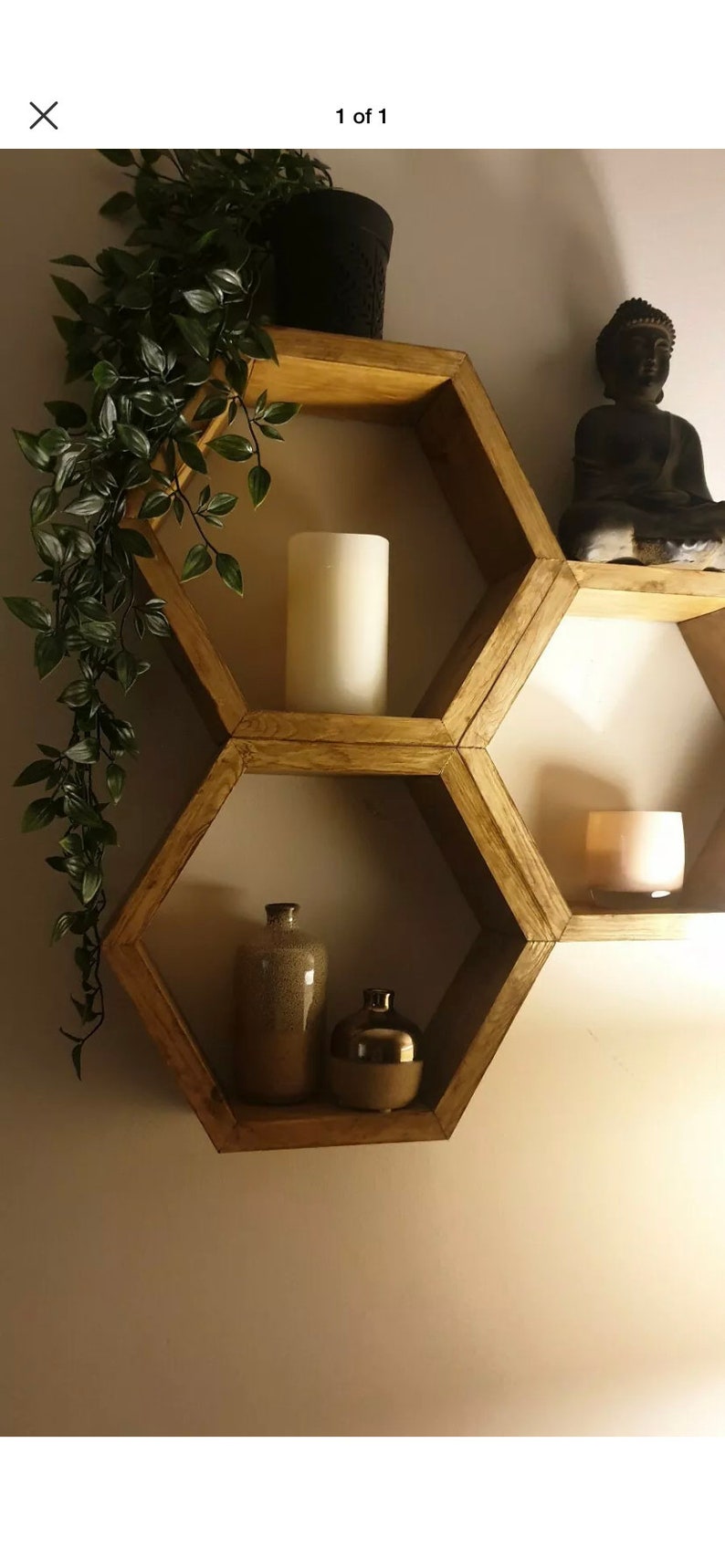 Geometric Floating Hexagon Shelf shelves Hand made Etsy