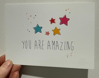 Postal increíble, postal con estrellas de colores