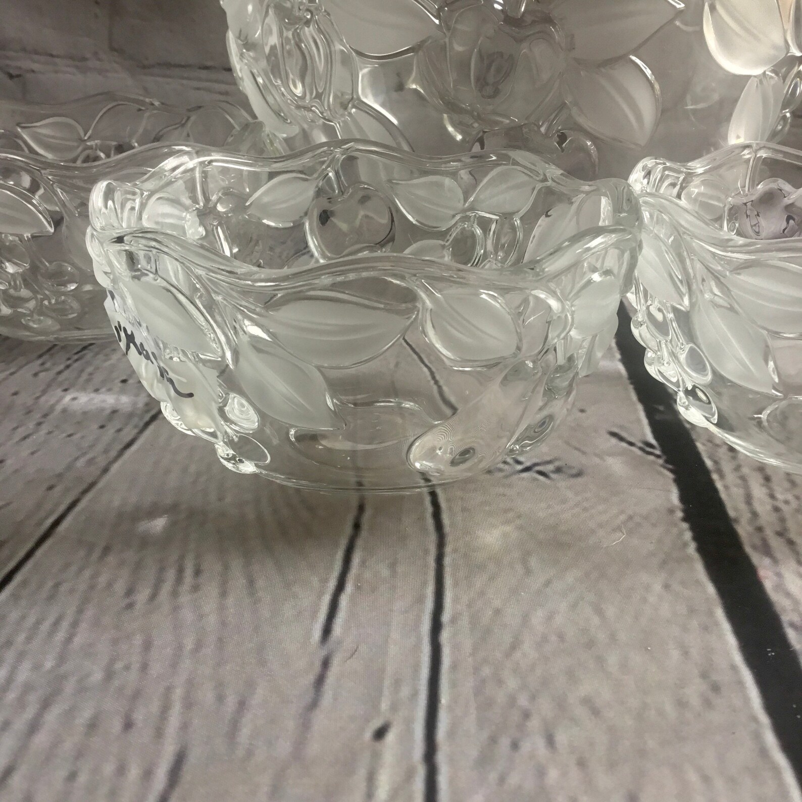 Mikasa Crystal Serving Bowl and Dessert Bowl set. Fruit design Etsy