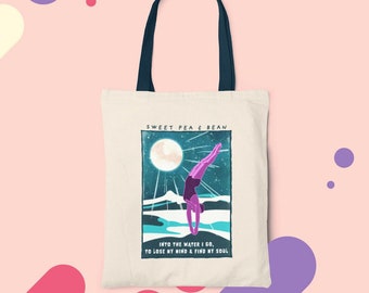 Swimming Bag, Shopping Bag, Into The Water I Go To Lose My Mind & Find My Soul, Reusable 100% Cotton Tote Bag, Reusable Gift Bag, Swim Gifts