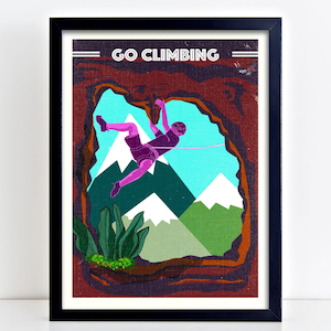 Climber Print, Climbing Art Print, Bouldering, Wall Climbing, Mountain Climbing Wall Decor, Adventure Prints, Wellbeing Positive Print