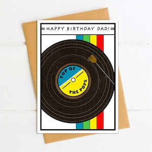 Happy Birthday Papa / Papa Karte Geburtstag / Vinyl / Plattenspieler / Regenbogen / Karte für Ihn / Karte für Papa / Papa / Vatergeburtstag