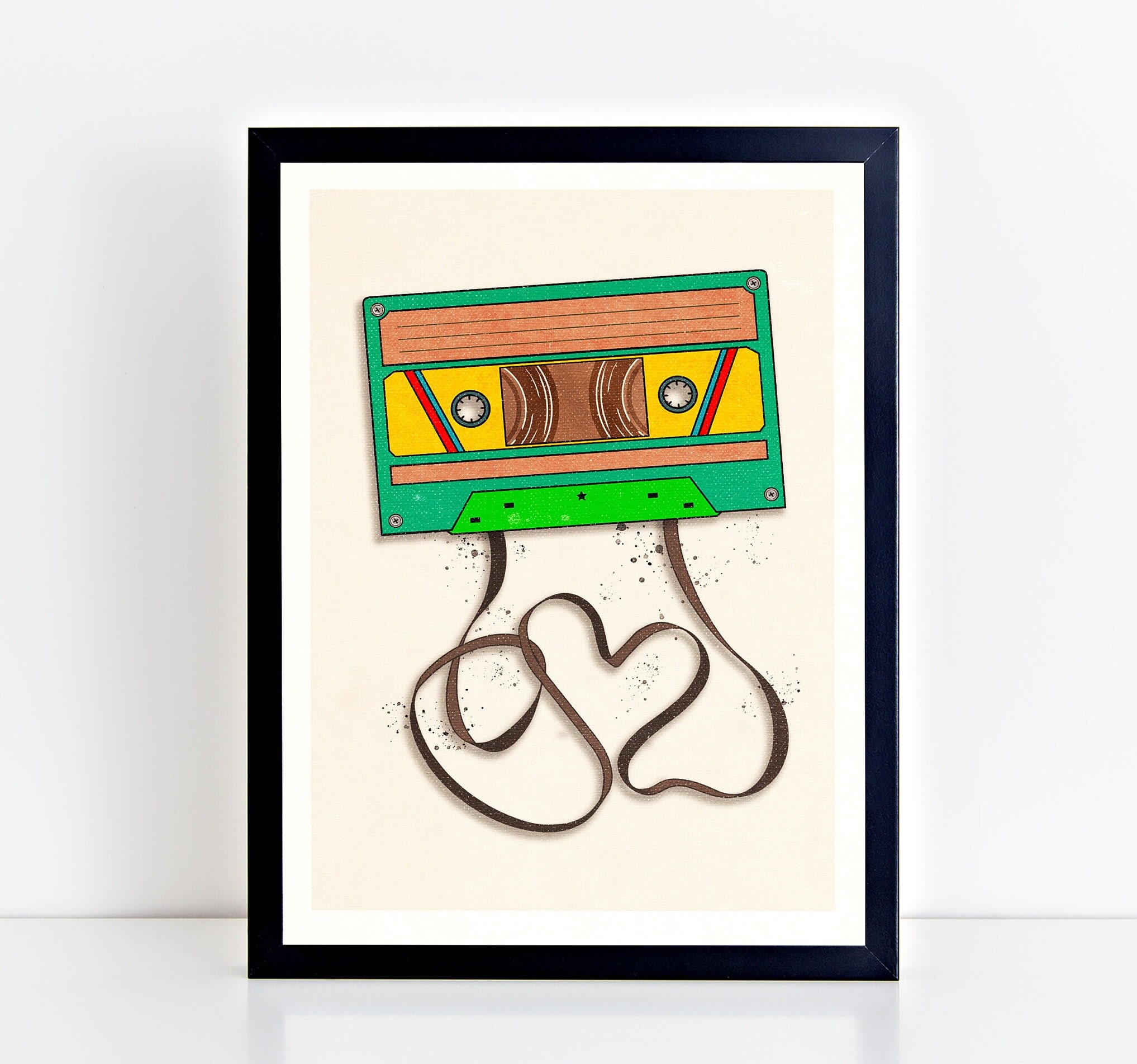 Retro Vintage Style Cassette Tape Love Heart Print in Love Etsy