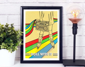 Roller Skating Art Print / Skating Print / Roller Blading Art Print / Skating Art Print / Skating Wall Decor / Roller Skater Girl