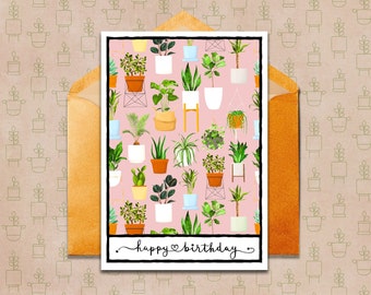 Plant Birthday Card / Garden Happy Birthday Card / Plants / Plant Lady / Floral Flowers Birthday Card / Happy Birthday Card / Botanical Bday