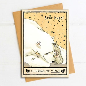 Bear Hugs, Envoi de câlins, Miss You Card, Carte de Saint-Valentin, Carte Thinking of You, Love You, Bear Hug Card, Hug Token, Love Card, Bunny