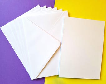 Blank Cards, Make Your Own Cards, White Blank Greeting Cards, Blank Cards For Crafting and Card Making. 125 x 176mm. With envelopes!