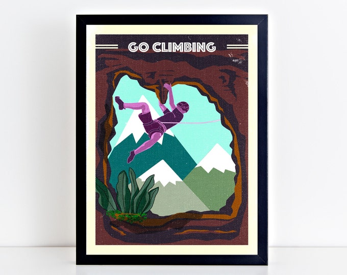 Climber Print, Climbing Art Print, Bouldering, Wall Climbing, Mountain Climbing Wall Decor, Adventure Prints, Wellbeing Positive Print