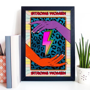 Strong Women, Strong Woman, Feminist Art Print, Colourful Wall Decor, Superwoman, Girls Club, Female Empowerment, Retro Feminist Poster
