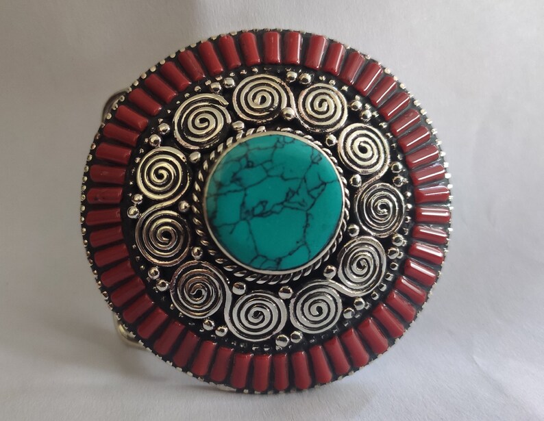 Belt buckles for men western Tibetan Silver Belt Buckle Leather belt Turquoise Coral Stone waist trap for leather belt B15 Free Shipping