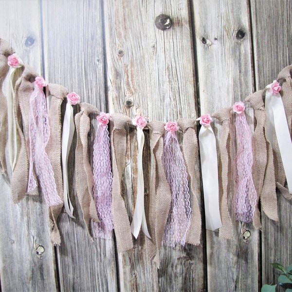 Burlap Ribbon Garland 1-1.8m, Blush Fabric Tassel Garland, Rustic Wedding Tassel Garland, Ribbon Garland, Blush Party Decor, Fringe Banner