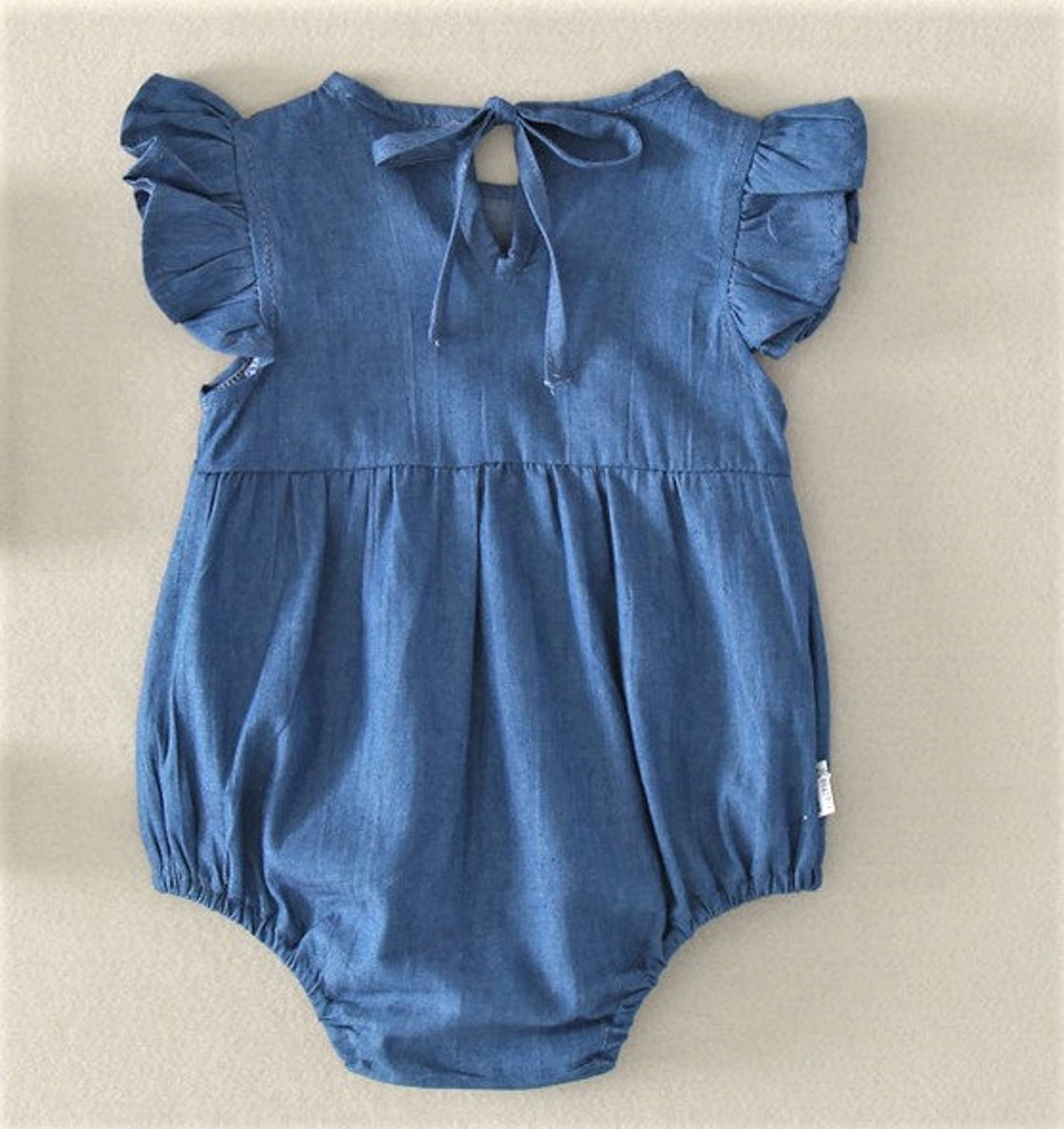 Baby Denim Romper Rustic Denim Baby Jumpsuit Baby Girl Denim Etsy