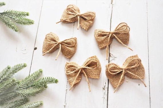 5/10/15/20 Pre-Tied Burlap Bows for Gift Wrapping, Christmas Gift, Wedding  Cake Bag, Christmas Decor, Card Decor, Burlap Bow, Rustic Wedding