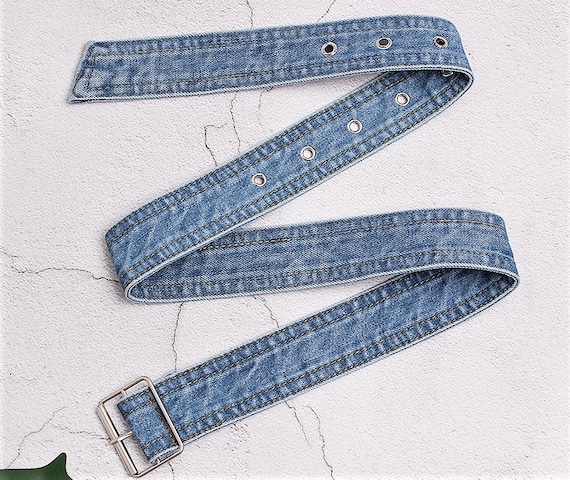 Denim Belt, Rustic Denim Corset Belt, Denim Elastic Waist 