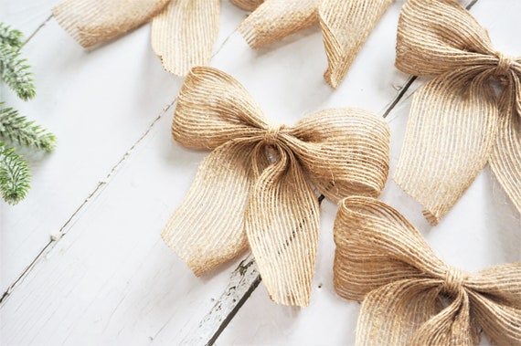 5/10/15/20 Pre-tied Burlap Bows for Gift Wrapping, Christmas Gift