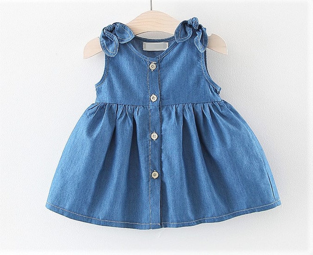 Baby Girl Denim Dress, Boho Baby Girl Denim Dress, Rustic Toddler Beach
