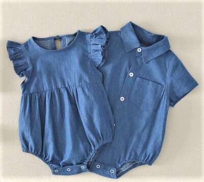 Baby girl denim romper sales
