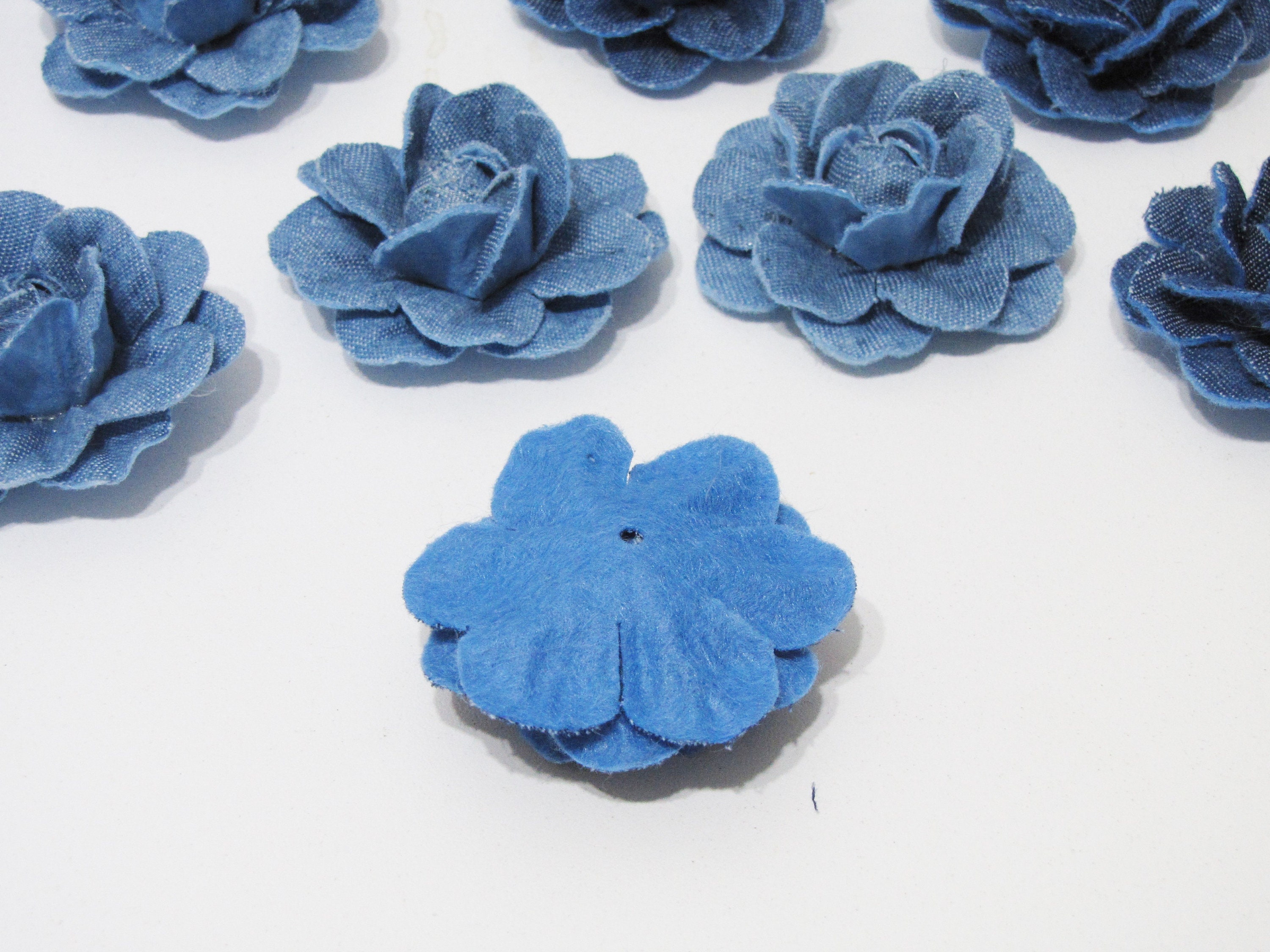 5 Pieces of Denim Flowers, 5cm / 7cm Flower to Decor Hats or