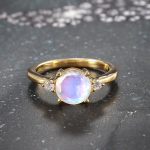 AAA Moonstone Ring,Birthstone Ring,Vintage Silver Ring,Boho Yellow Gold Plated Ring,Handmade Jewelry Ring, Personalized Gift, Christmas Gift