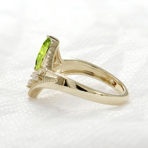 Natural Peridot Gold Engagement Ring, Gift for Her, Wedding Ring, Love Promise Ring, Women Gift, August Birthday Ring, Real Gemstone ring image 8