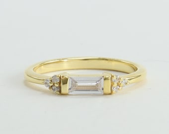 Bagues baguette en argent, bagues minimalistes, bagues délicates, bagues d'anniversaire, bagues de fiançailles, cadeau pour elle, argent, cadeau personnalisé, bagues vintage