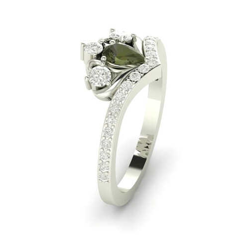 Pear Shape Moldavite Gold Ring, Thanks Giving Gift, Black Friday Gift, Cyber shops Monday Gift, Moldavite 14K Yellow Gold ring, Love Promise Gold