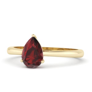 1.30 Carat Pear Ring, Solitaire Pear Shape Garnet Ring, Engagement Tear Drop Ring, Wedding Ring, January Birthstone Gold Ring, Promise Gift