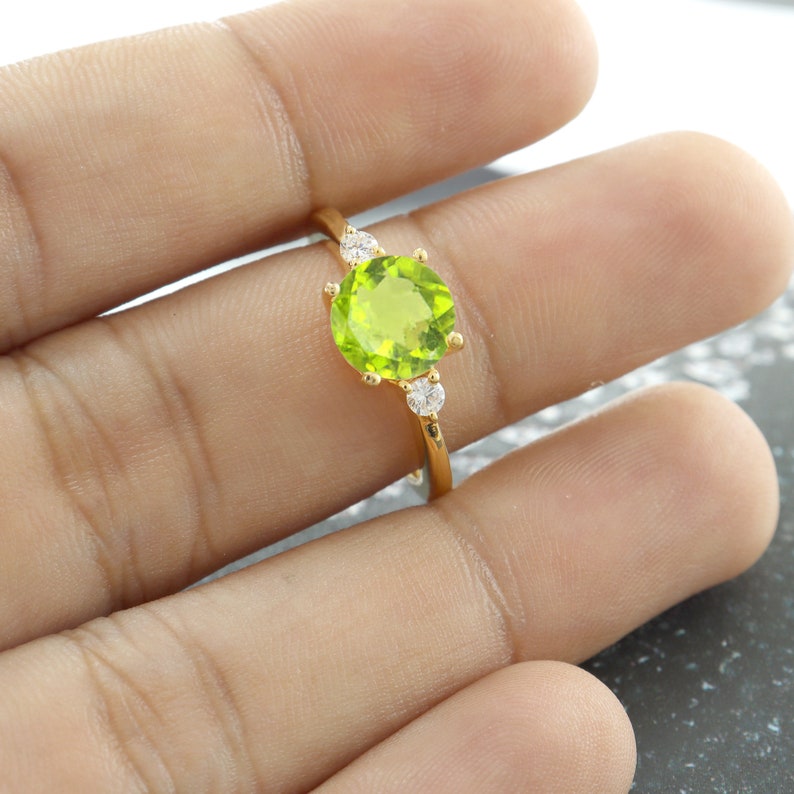 August Birthstone Rings,Peridot Ring,Personalized Gift,Vintage,Yellow Gold Plated Ring,Handmade Jewelry Ring,Silver Ring,Bridesmaid Gift