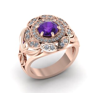 Natural Amethyst February Gift ring, Gift for her, Personalized Gift, Flower Gift Ring, Silver Amethyst Love Ring, Birthday girlfriends ring