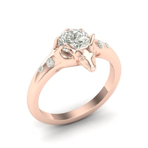 Silver Fox Engagement Ring, Round Zircon Wedding Ring, Fox Ring, Animal Ring, Fox Animal Lover Gift, Animal Jewelry, Fox Solitaire Ring