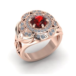 January red garnet birthday gift ring, Garnet round gift ring, Personalized Gift ring, Dainty Ring, Vintage Ring, Garnet Silver Ring