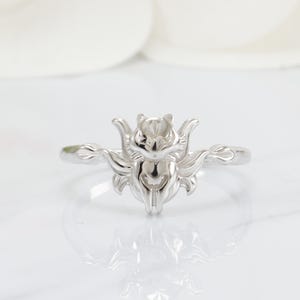 Anillo de zorro en plata de ley 925, anillo de banda animal, anillo de zorro amarillo en micrones, anillo de zorro para bodas, anillo de zorro apilable.