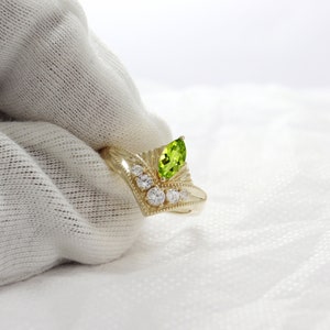 Natural Peridot Gold Engagement Ring, Gift for Her, Wedding Ring, Love Promise Ring, Women Gift, August Birthday Ring, Real Gemstone ring image 10