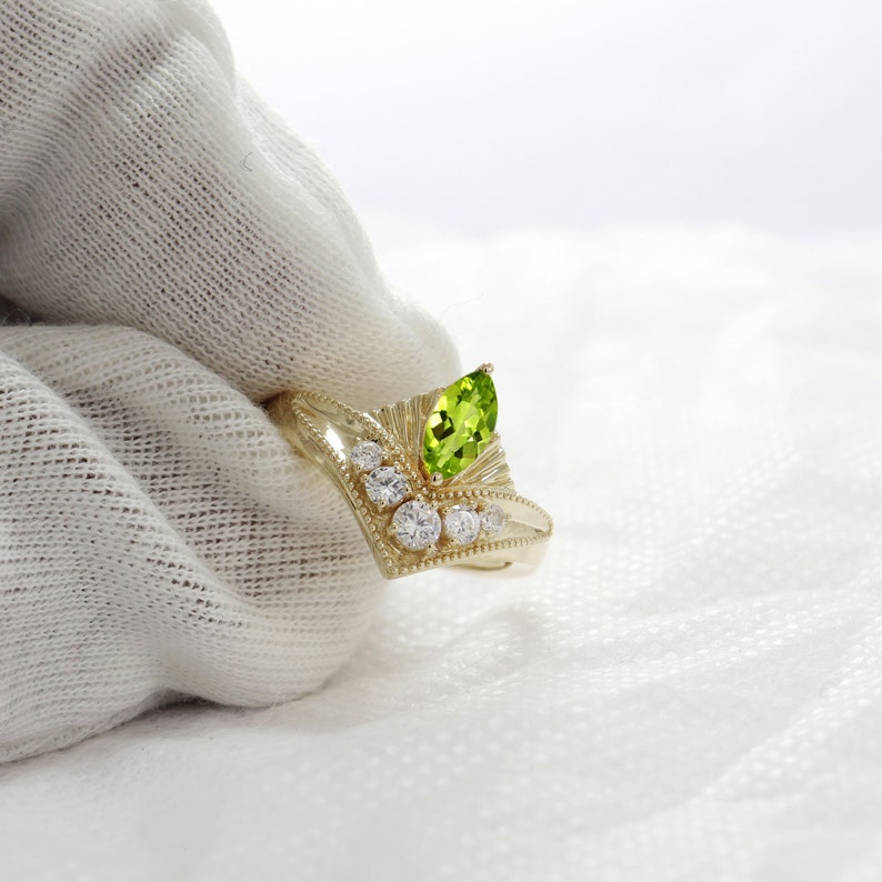 Natural Peridot Gold Engagement Ring, Gift for Her, Wedding Ring, Love Promise Ring, Women Gift, August Birthday Ring, Real Gemstone ring image 10