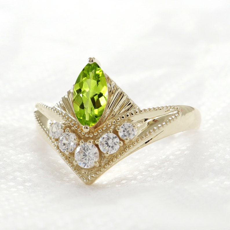 Natural Peridot Gold Engagement Ring, Gift for Her, Wedding Ring, Love Promise Ring, Women Gift, August Birthday Ring, Real Gemstone ring image 7