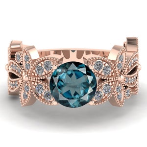 December Birthstone Blue Topaz Ring, London Blue Topaz Engagement Ring,Vintage, Silver Unique Cluster Ring, Stackable Ring, Infinity Rings