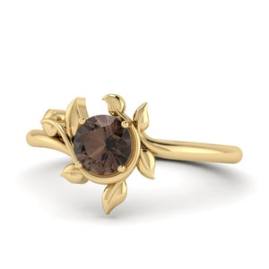 Natural Smoky Quartz Engagement Ring, Wedding Ring, Alternative Ring, Smoky Quartz Jewelry, Zircon Ring, Promise Ring, Mother Day Ring