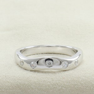 Curved Wedding Band, Dainty Ring, Half Eternity Bezel Setting Ring, Perfect Matching Band Ring Cubic Zircon Silver Ring Unique Jewelry Band