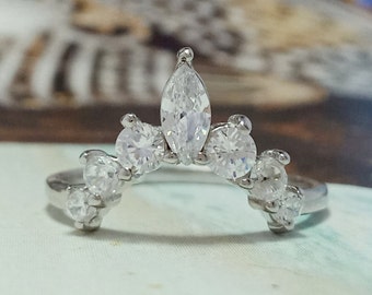 Bague couronne, bagues à chevrons diadème incurvée, bague d'anniversaire art déco, pile de bagues en argent bague infini, anneaux fabriqués à la main, cadeau personnalisé