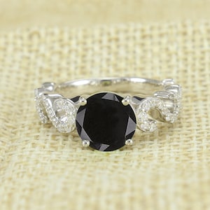 AAA Black Onyx Ring,Engagement Ring,Birthday Gift Ring,Personalized Gift,Silver Zircon Ring,Gift for Her,Bridesmaid Gift,Bridesmaid Gift
