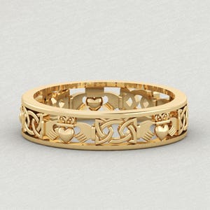 Zilveren Claddagh Keltische ring, Claddagh Scottish Heart Eternity-ring, Sterling Ierse bruiloft verjaardagsring, Schotse heren Claddagh-herenring