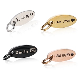 Custom Jewelry Tags, Stainless Steel Oval Charm Beads For Jewelry Making ,Logo Laser Engarved , 5x12mm, 10pcs/Bag, Free Shipping