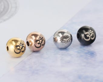 8mm/10mm/12mm Stainless Steel Custom Logo Round Beads,Laser EngravedDiy Jewely Making,4 Colors