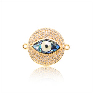 6pcs CZ Pave Enamel Evil Eye Connector Charms: DIY Jewelry Making