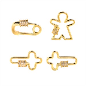 Free Shipping 10 pcs Fashion Gold CZ Pin Lock Clasp Charm Connectors Beads  For Jewelry Bracelets Necklace Making , SQ153-SQ156