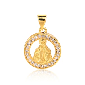 Colgante de Jesús con circonitas cúbicas pavé en oro de 18 quilates: joyería DIY (15 x 17 mm)